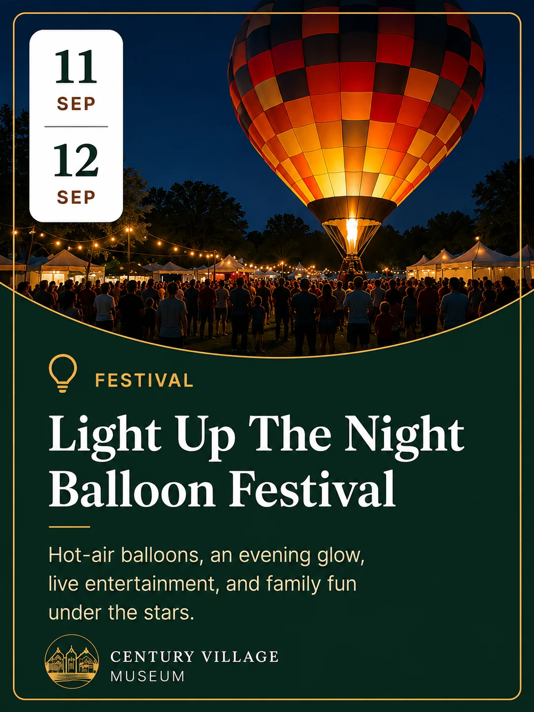 Light Up The Night Balloon Festival poster, September 11–12